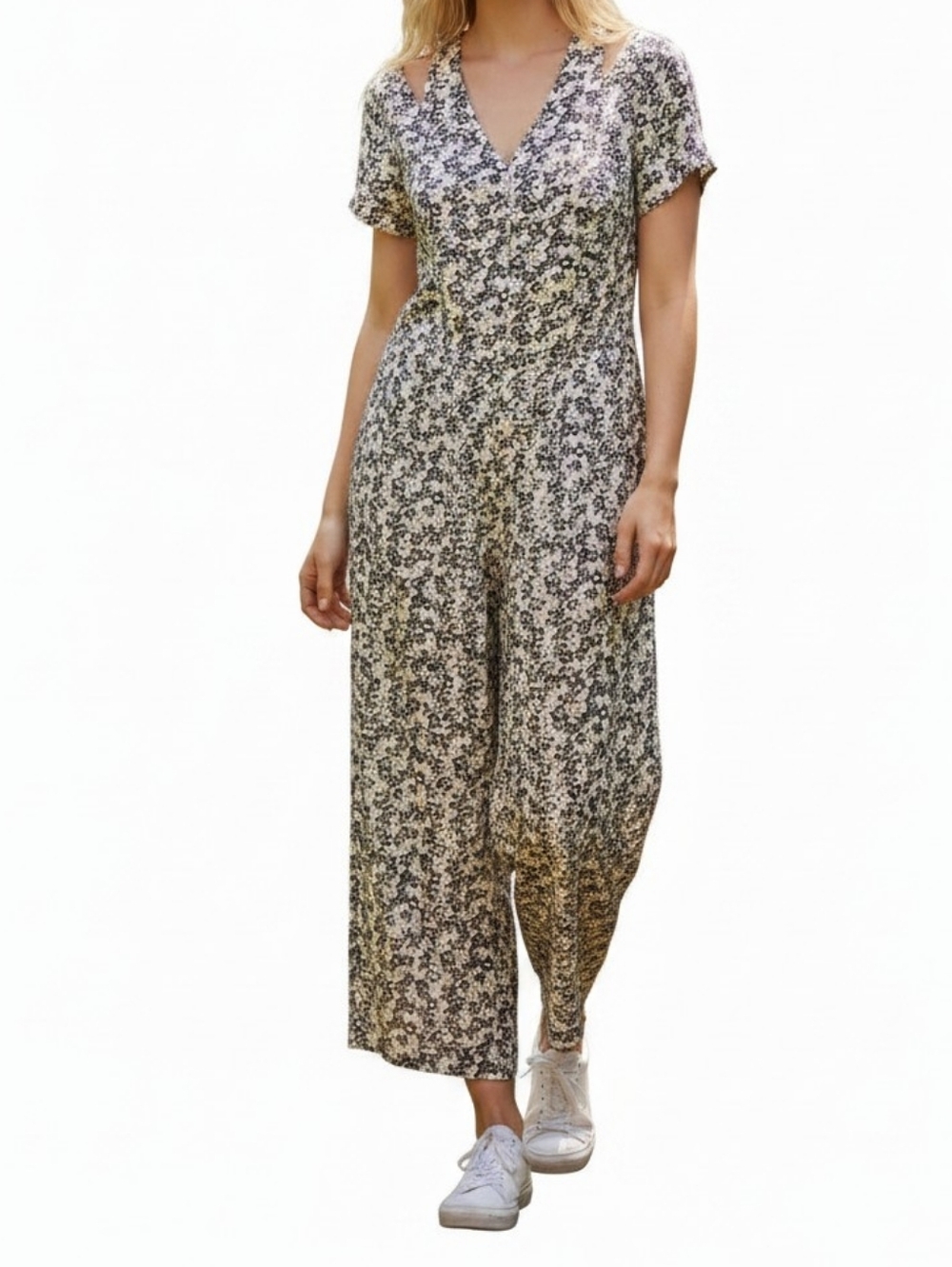 Vintage Floral Crisscross Back Jumpsuit